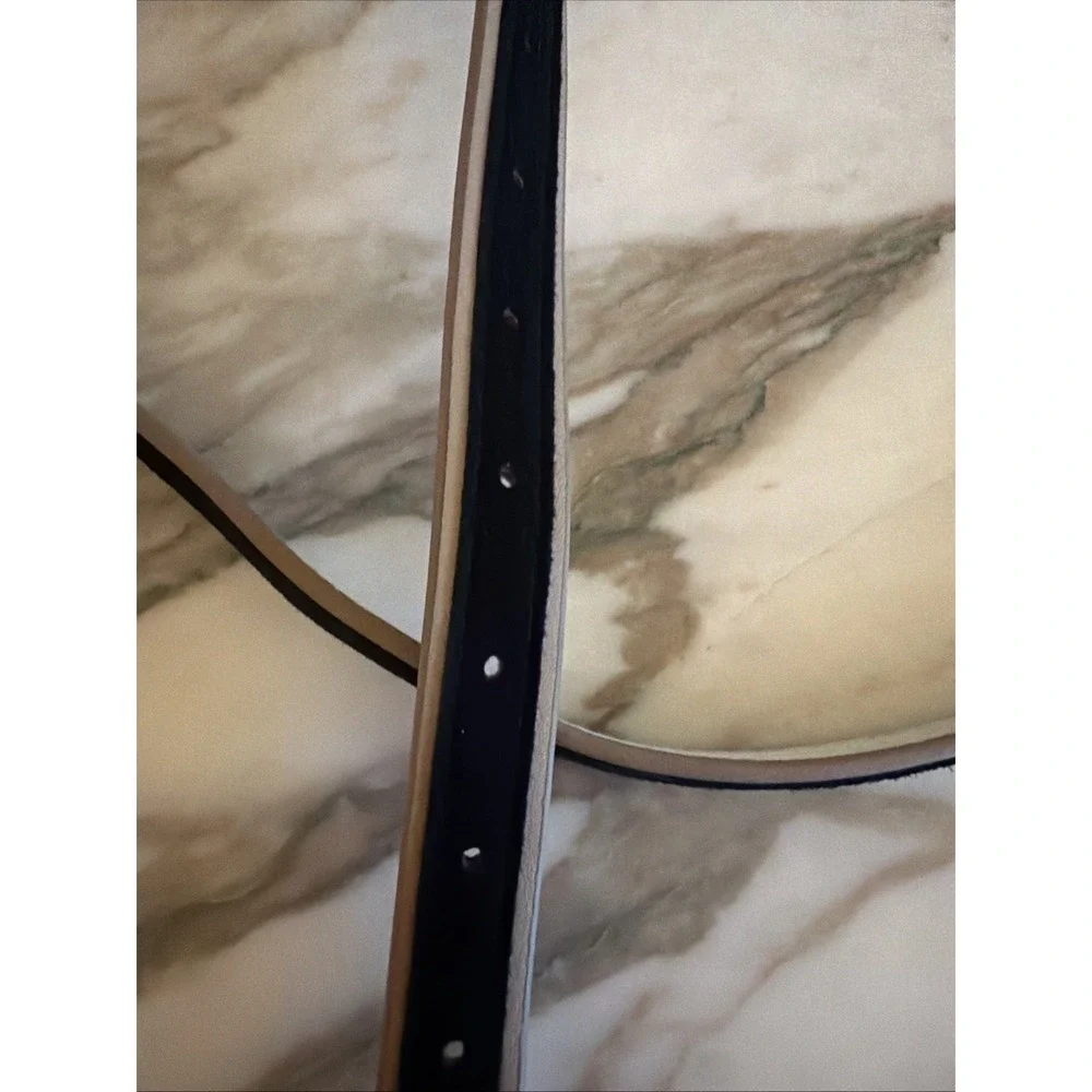 White House Black Market‎ Belt Black Velvet Skinny Gold Buckle Leather Blend XL